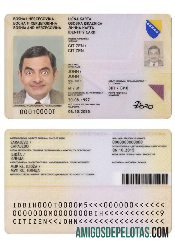 Modelo de identificação da Bósnia e Herzegovina (2015 2025)